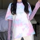 Long-sleeve Mesh Top / Elbow-sleeve Lettering T-shirt