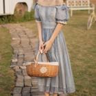 Lace Off-shoulder Midi A-line Dress