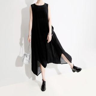 Plain Sleeveless Jumpsuit Black - One Size