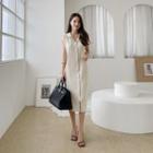 Notch-collar Knit Shirtdress