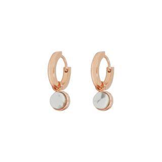 Button Drop Hoop Earrings One Size