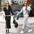 Set: Zip-up Hoodie + H-line Long Skirt