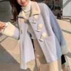 Contrast Collar Fleece Toggle Jacket