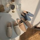 Faux Leather Plain Loafer Mules