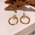 Rhinestone Hoop Alloy Dangle Earring 1 Pair - Earring - Silver - Geometry - Ring - Rhinestone - Gold - One Size