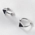 Triangle Sterling Silver Earring S925 Silver - 1 Pair - Black & Silver - One Size