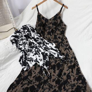 Spaghetti Strap Tie-dyed Midi A-line Dress