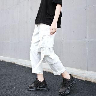 Drawstring Cargo Pants White - One Size