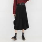 High Waist Pleated Skirt With Belt Bag