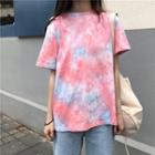 Short-sleeve Tie-dyed T-shirt As Shown In Figure - One Size