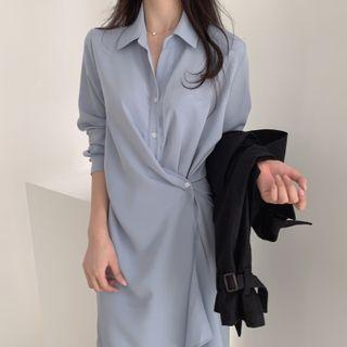 Asymmetrical Long-sleeve Medium Maxi Dress