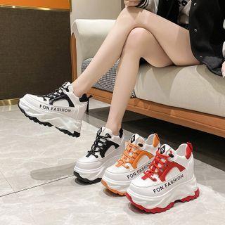 Two-tone Platform Hidden Wedge Sneakers