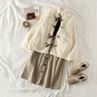 Fleece Loose-fit Toggle Coat / Buttoned Skirt