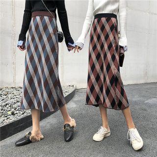 Elastic Waist Pattern  A-line Skirt
