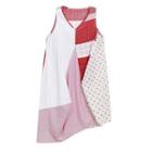 Sleeveless Patch Work A-line Dress Red - One Size