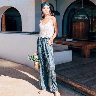 Print Maxi Wide Leg Pants