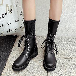 Mid Calf Lace Up Boots
