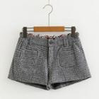 Scallop Trim Houndstooth Hot Pants