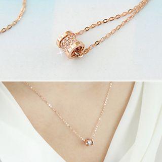 Rhinestone Sterling Silver Pendant Necklace