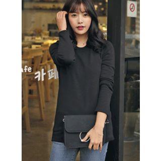 Round-neck Fleece-lined T-shirt