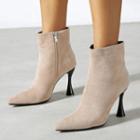 Flared Heel Pointed Short Boots
