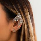 Floral Ear Cuff 1 Pair - Silver - One Size