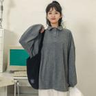 Collared Oversize Pullover Gray - One Size