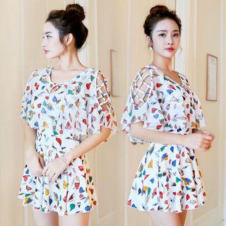 Leaf-print Swimdress