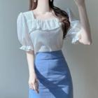 Square-neck Frilled Embossed Top