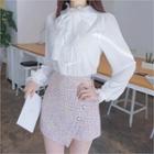 Lace-ribbon Chiffon Blouse