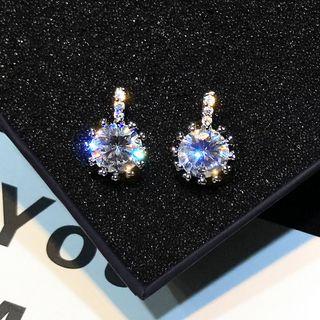 Rhinestone Earring 1 Pair - Sunflower - Gold - One Size