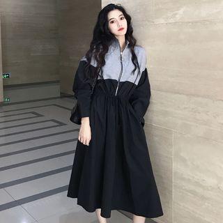 Long-sleeve Color Block Zipped Dress
