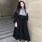 Long-sleeve Color Block Zipped Dress