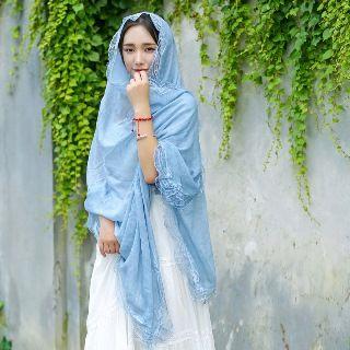 Lace-trim / Embroidery Light Scarf