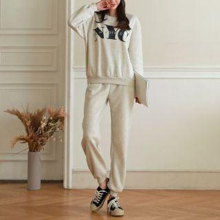 Nyc Letter Sweatshirt & Jogger Sweatpants Set