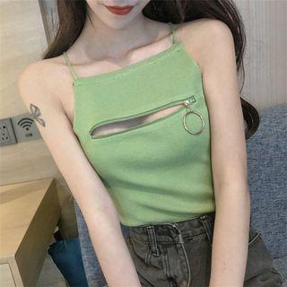 Zip Detail Knit Camisole Top