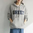 Elbow-patch Letter Oversized Hoodie
