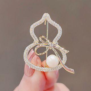Rhinestone Gourd Brooch Ly2236 - White - One Size