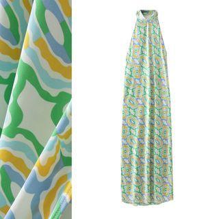 Halter Print Open Back Maxi Dress
