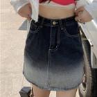 Gradient Mini Denim Skirt