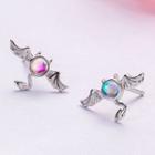 925 Sterling Silver Moonstone Bat Earring 1 Pair - As Shown In Figure - One Size