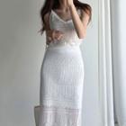 Set: Knit Camisole Top + Midi Straight-fit Skirt