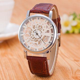 Perforated Faux Pearl Strap Watch
