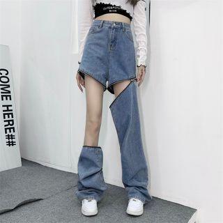 Zipped Wide Leg Jeans