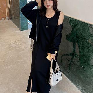 Set: Sleeveless Dress + Cardigan
