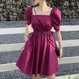 Puff Sleeve Square Neck Mini A-line Dress