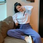 Lettering Cropped Pullover / Drawstring Cropped Harem Pants