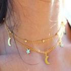 Moon-and-star Layered Necklace Gold - One Size