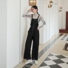 Contrast Stitching Wide-leg Jumper Pants