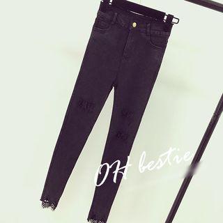 Lace Insert Skinny Jeans